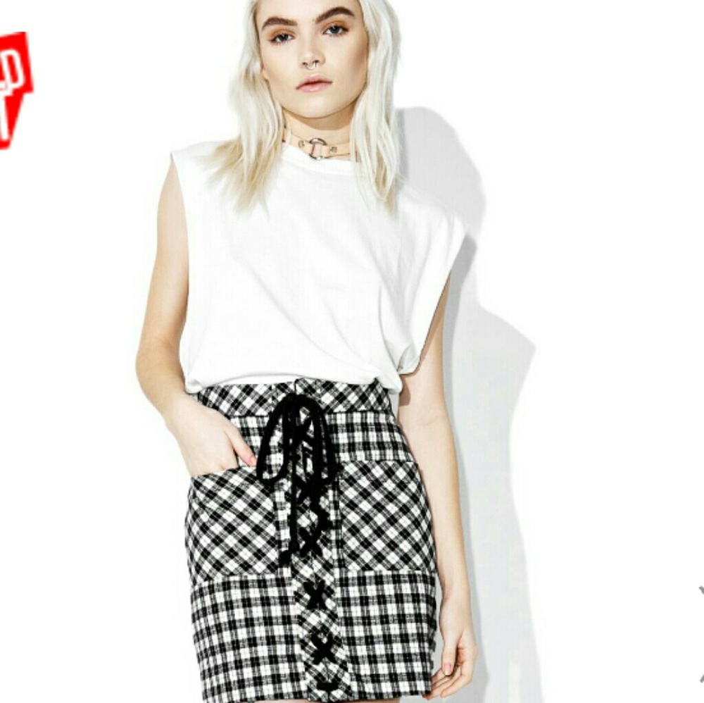 ❌❌SOLD❌❌Dolls kill plaid laceup mini skirt